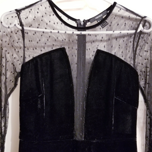 Forever 21 Velvet Mesh Fit & Flare Dress - Picture 4 of 7